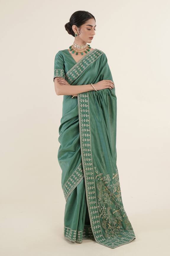 Rashi Jain Green Chanderi Embroidered Saree 1