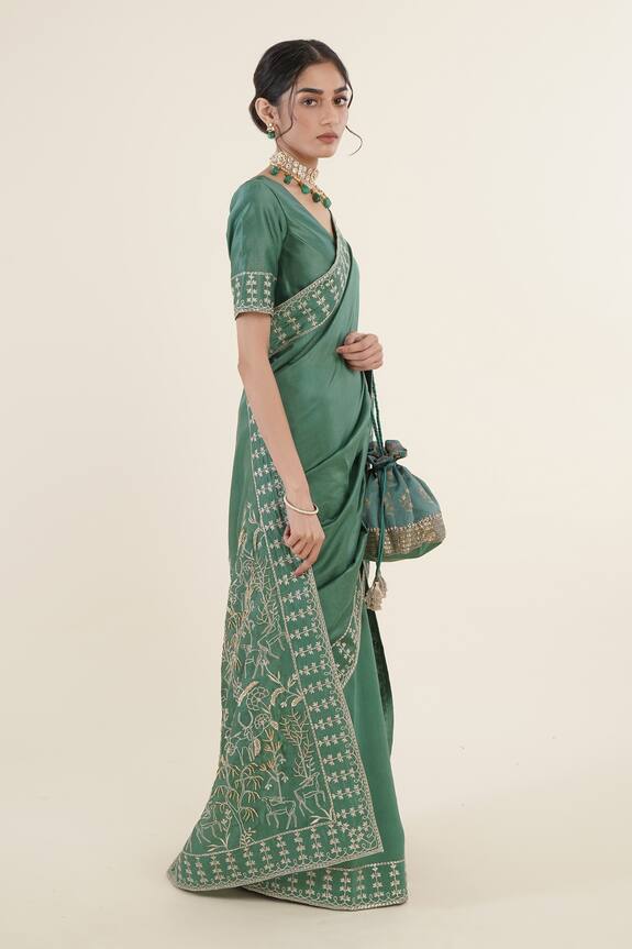 Rashi Jain Green Chanderi Embroidered Saree 2