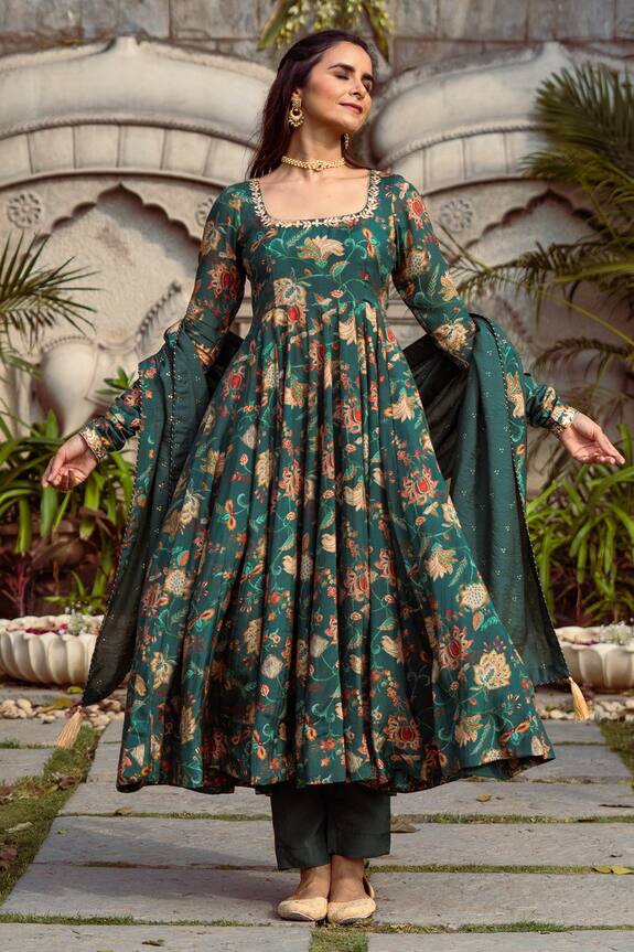 floral cotton anarkali suit