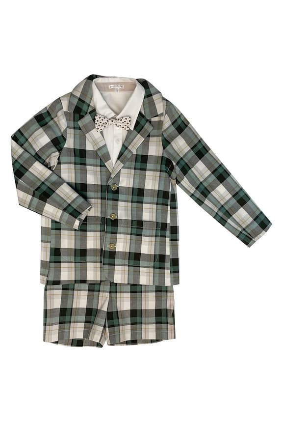 Jasmine And Alaia Green Charles Cotton Plaid Suit For Boys 1