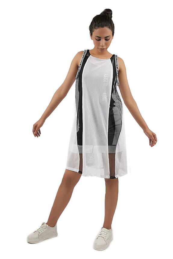 All2Defy Black Mesh Colorblock Dress With Inner 0