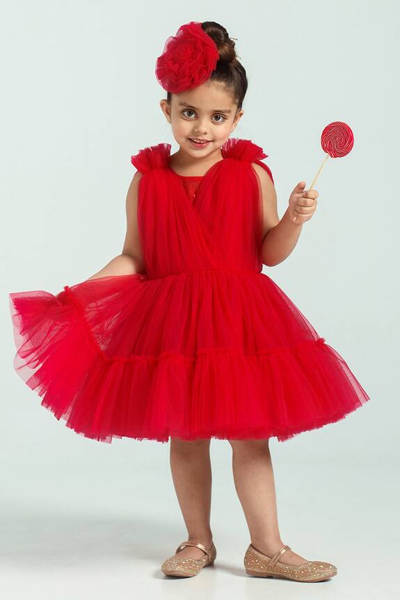 Free Sparrow Red Ruby Blaze Ruffle Dress For Girls 0