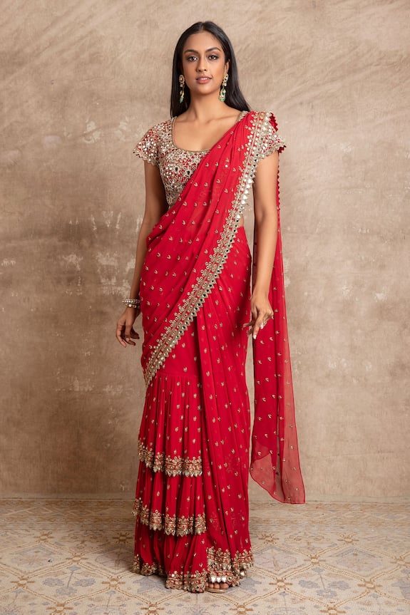 Arpita Mehta Georgette Pre-draped Embroidered Saree Set 2