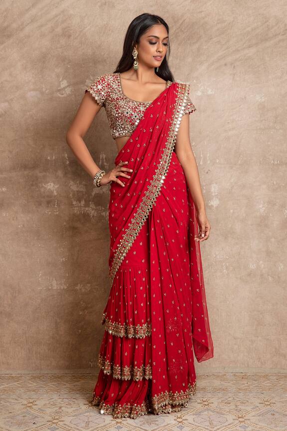 Arpita Mehta Georgette Pre-draped Embroidered Saree Set 4