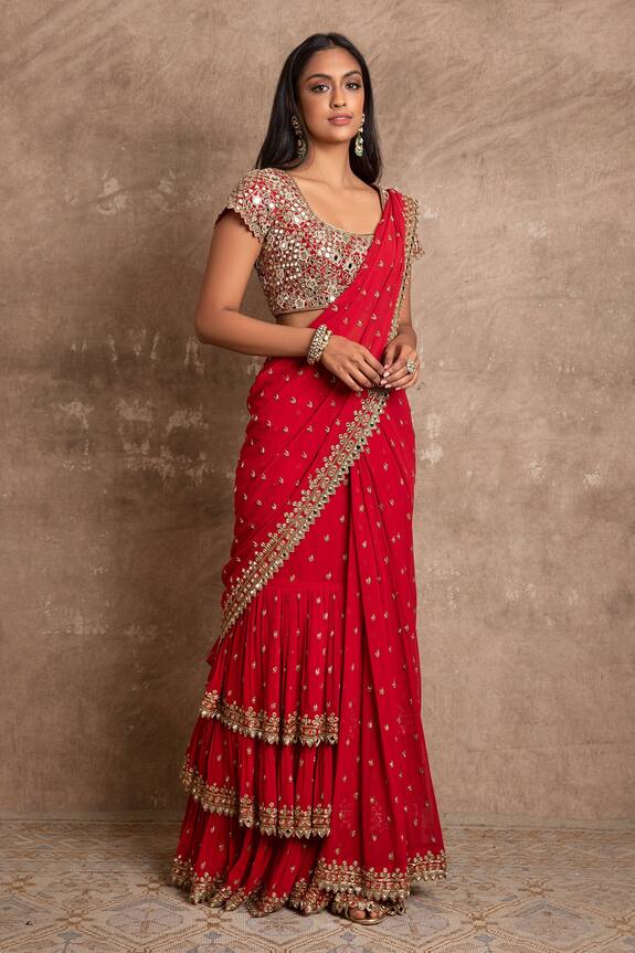 Arpita Mehta Georgette Pre-draped Embroidered Saree Set 5