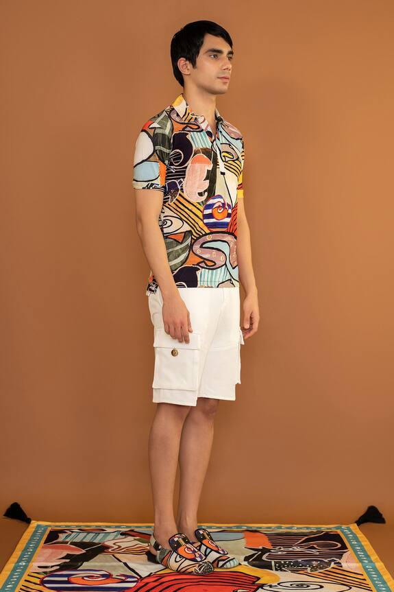 Shivan & Narresh_Multi Color Printed Polo T-shirt_Online_at_Aza_Fashions