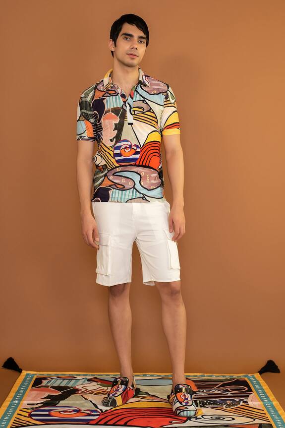 Buy_Shivan & Narresh_Multi Color Printed Polo T-shirt_Online_at_Aza_Fashions