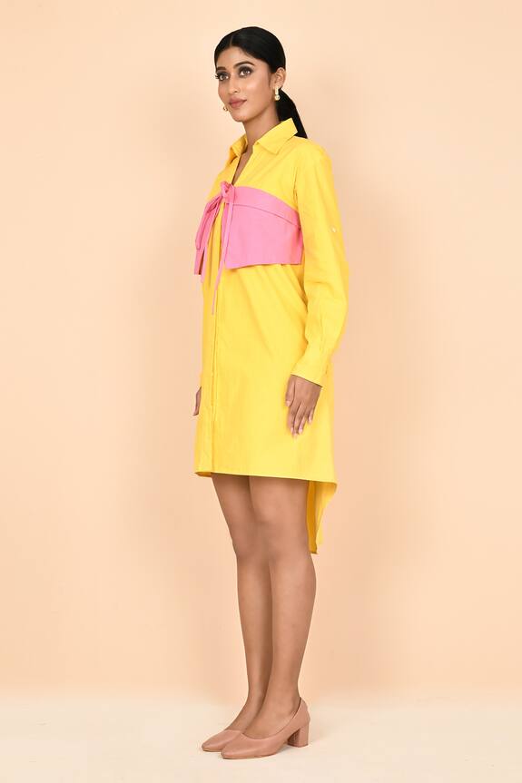 Aryavir Malhotra Yellow Cotton Asymmetric Dress 4
