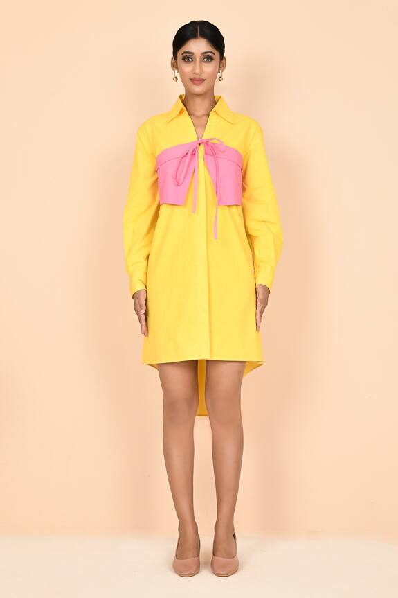 Aryavir Malhotra Yellow Cotton Asymmetric Dress 5