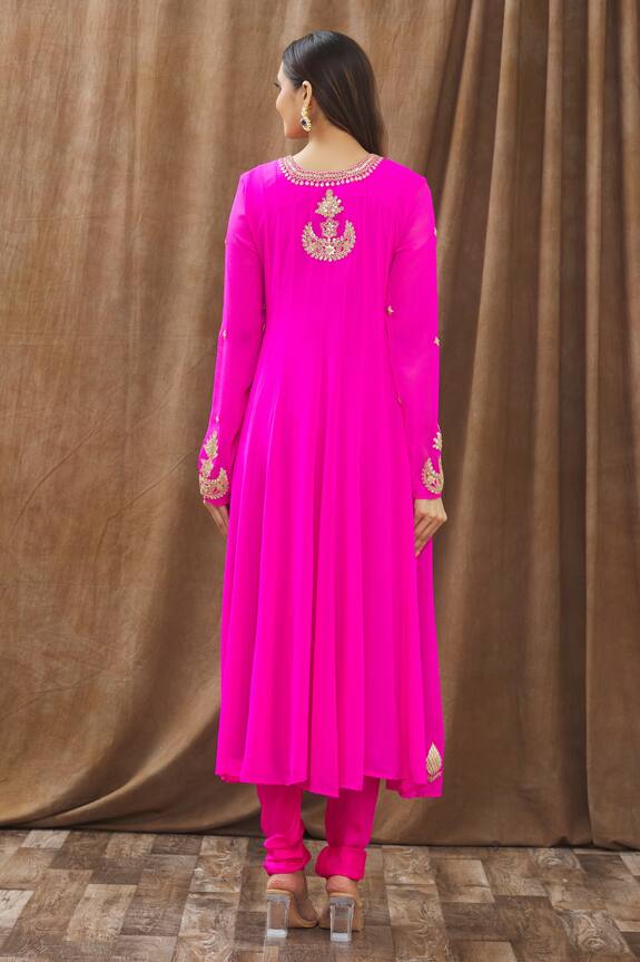 Gaurav Katta Pink Georgette Placement Embroidered Anarkali Set 2