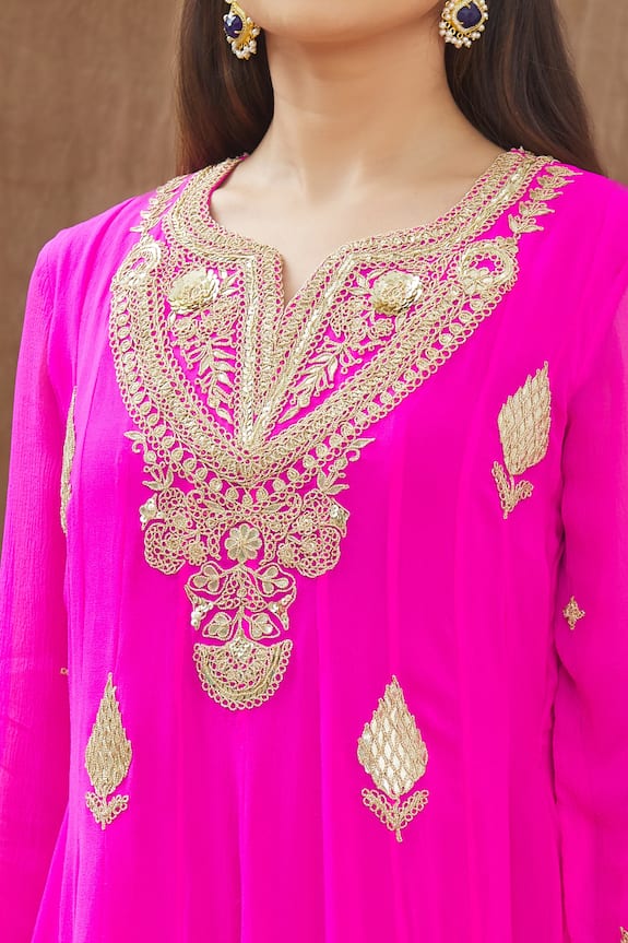 Gaurav Katta Pink Georgette Placement Embroidered Anarkali Set 6