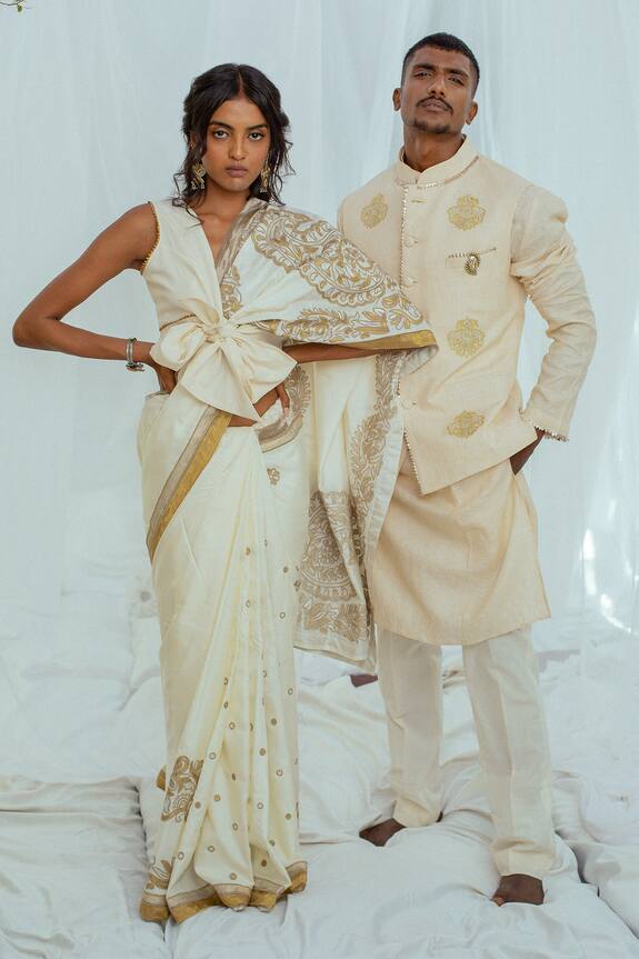 Latha Puttanna White Deepika Silk Embroidered Saree 5