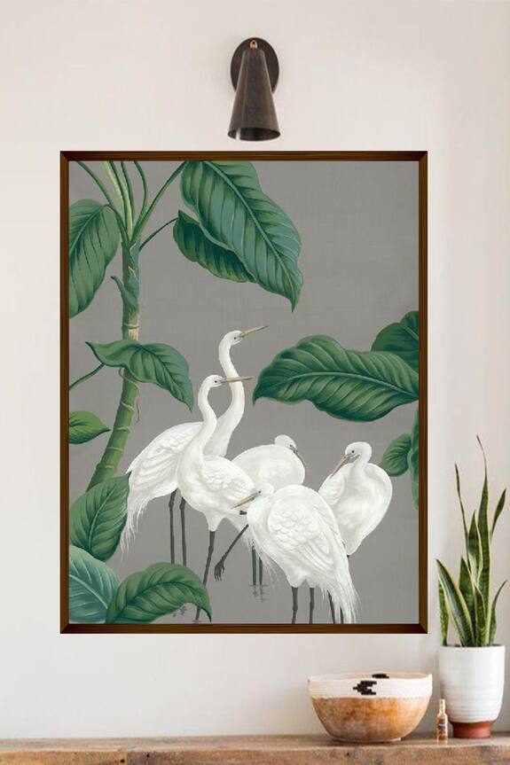 The Art House Egret Bird Handmade Canvas Painting 0