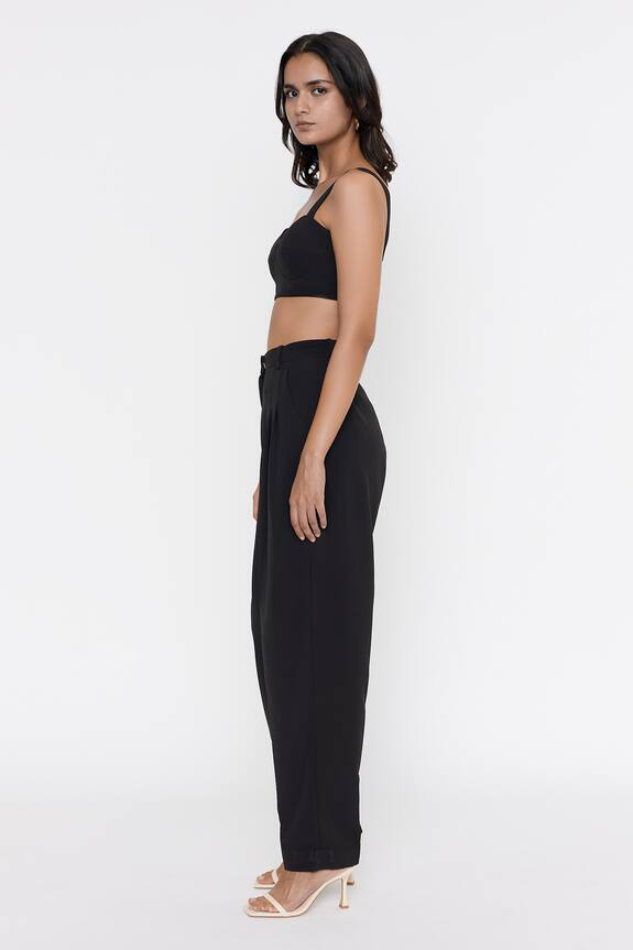 Deme by Gabriella Black Banana Crepe Solid Bustier Top And Pant Set 5