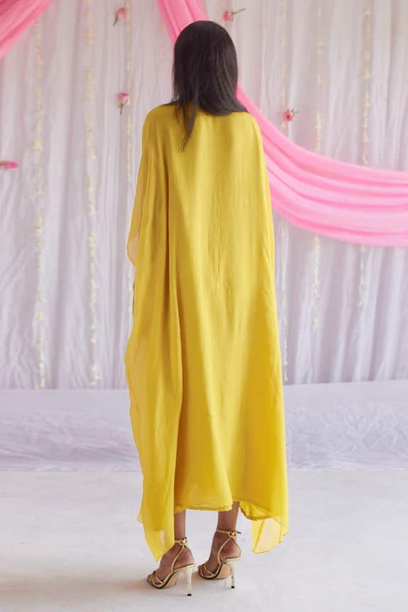 Shorshe Clothing Yellow Shantoon Chiffon Long Kaftan 2