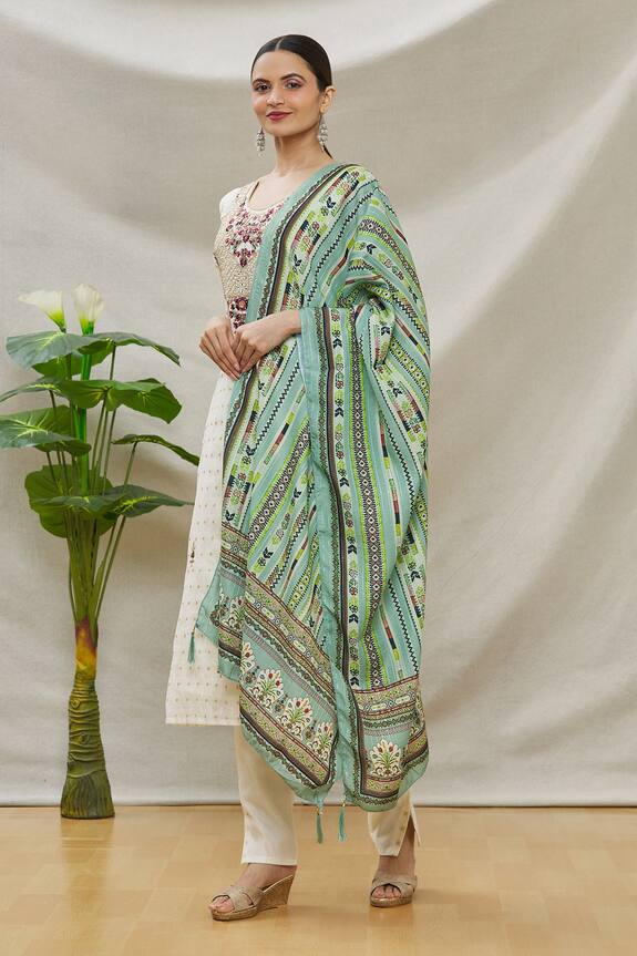 Aryavir Malhotra White Jacquard Silk Embroidered Kurta Pant Set 1