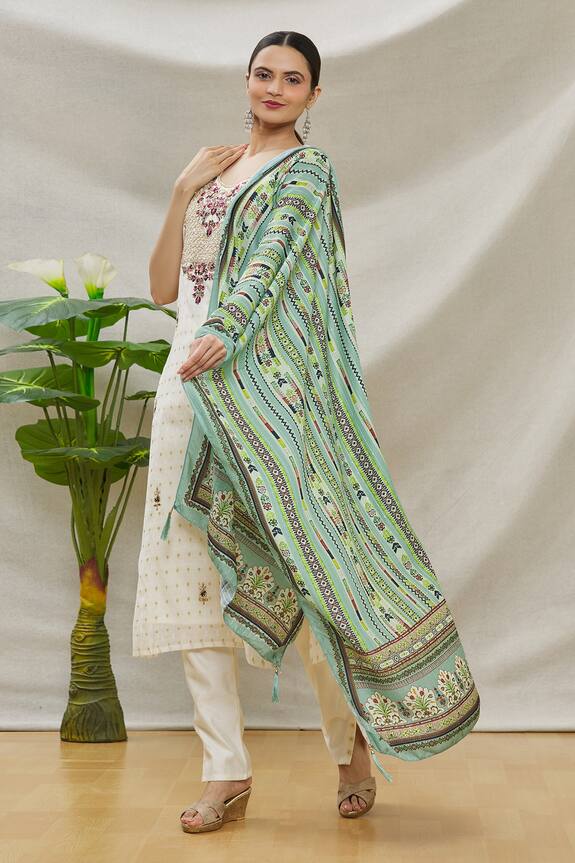 Aryavir Malhotra White Jacquard Silk Embroidered Kurta Pant Set 4
