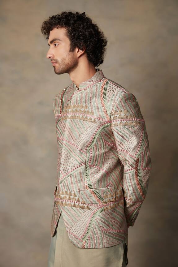Gargee Designers Multi Color Polyester Embroidered Bandhgala And Kurta Set 4
