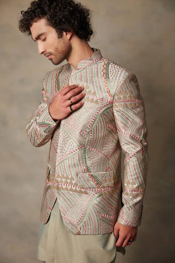 Gargee Designers Multi Color Polyester Embroidered Bandhgala And Kurta Set 5