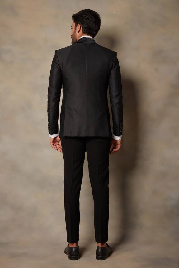Gargee Designers Black Polyester Viscose Embellished Tuxedo And Pant Set 2