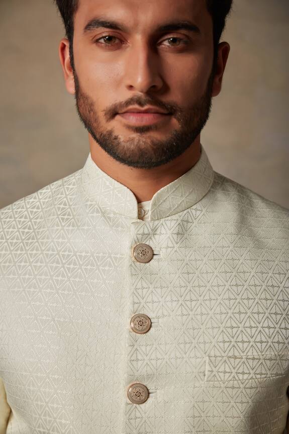 Gargee Designers White Textured Sherwani Set 6
