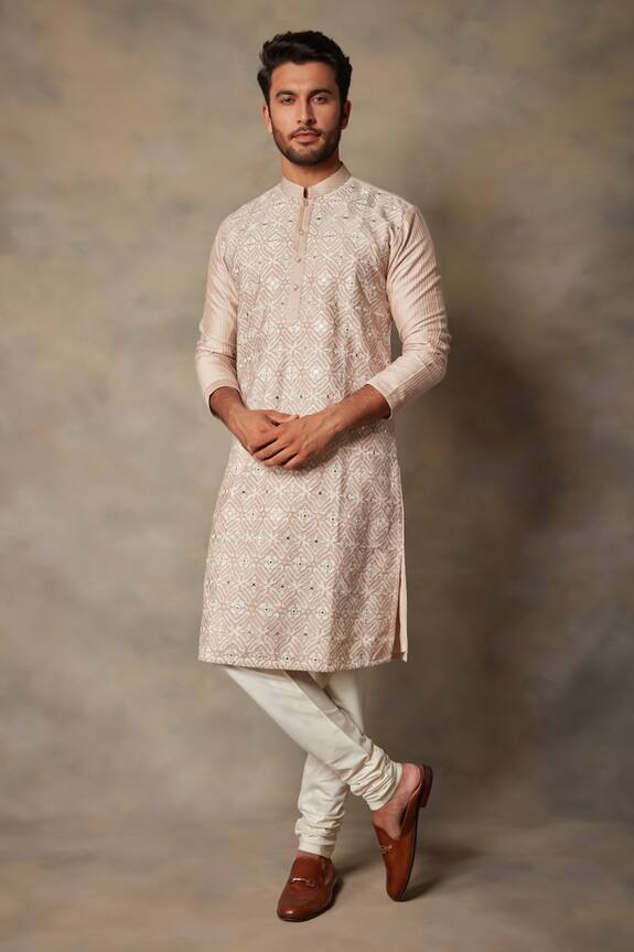 Gargee Designers Pink Cotton Silk Applique Work Kurta Set 1
