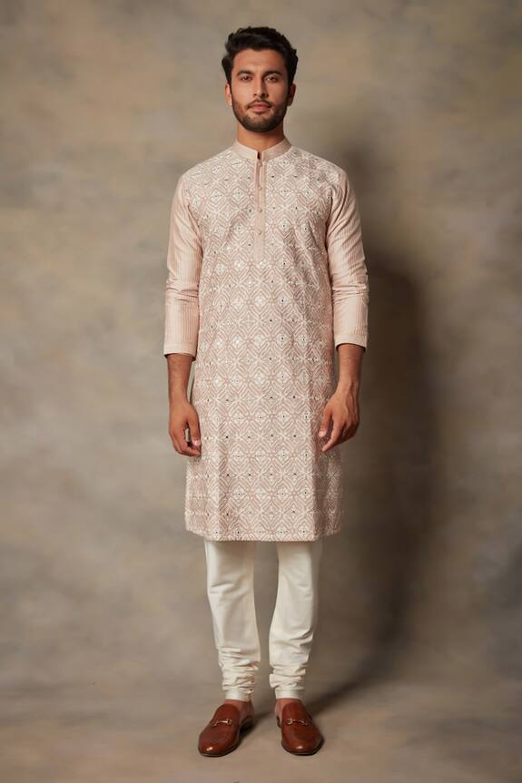 Gargee Designers Pink Cotton Silk Applique Work Kurta Set 3