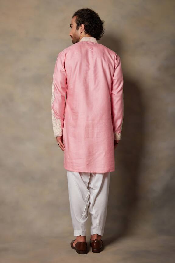 Gargee Designers Pink Moonga Silk Embroidered Kurta Set 2