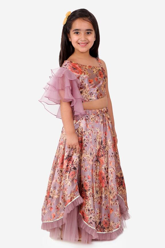 Lil Drama Multi Color Floral Print Lehenga And Choli Set For Girls 3