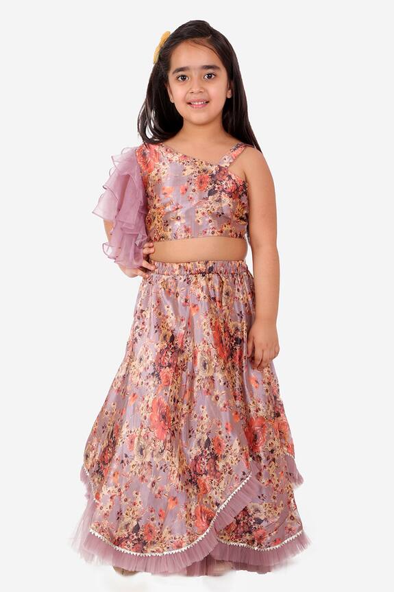 Lil Drama Multi Color Floral Print Lehenga And Choli Set For Girls 5