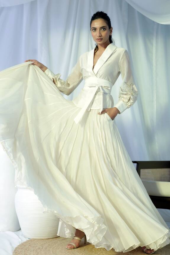 Madder Much White Cotton Silk Misa Layered Skirt 5
