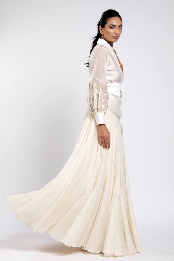 Madder Much White Cotton Silk Misa Layered Skirt 3