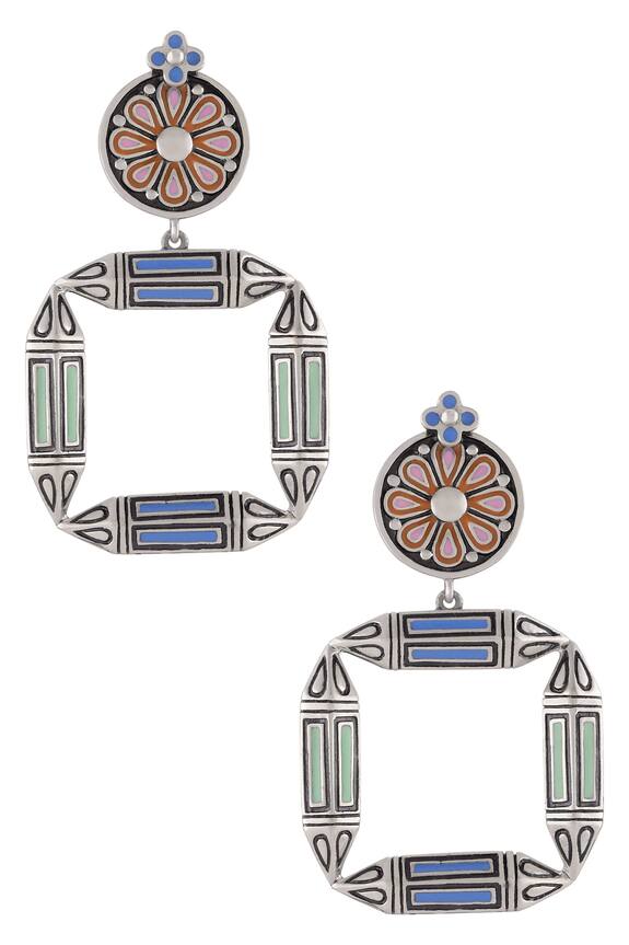 Tribe Amrapali Multi Enamel Taveez Flower Earrings 1