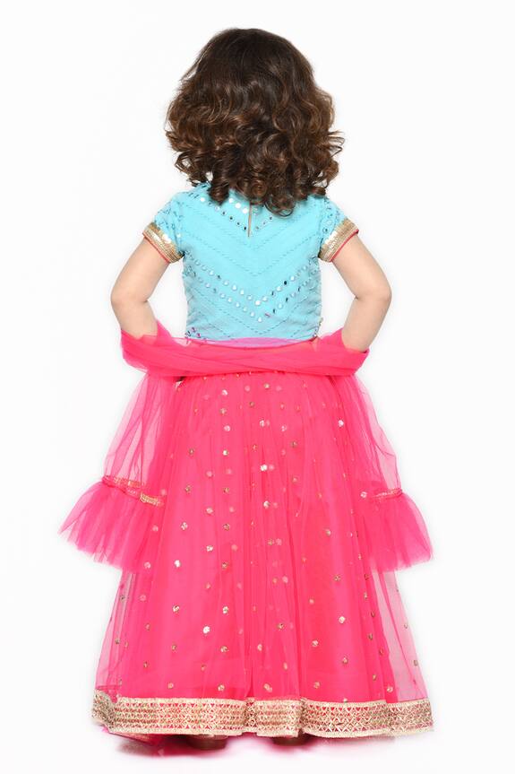 Saka Designs Pink Sequin Embroidered Lehenga Set For Girls 2