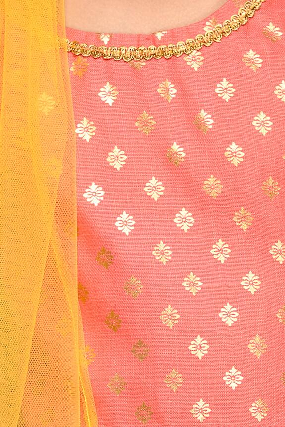 Saka Designs Peach Floral Print Lehenga Set For Girls 6