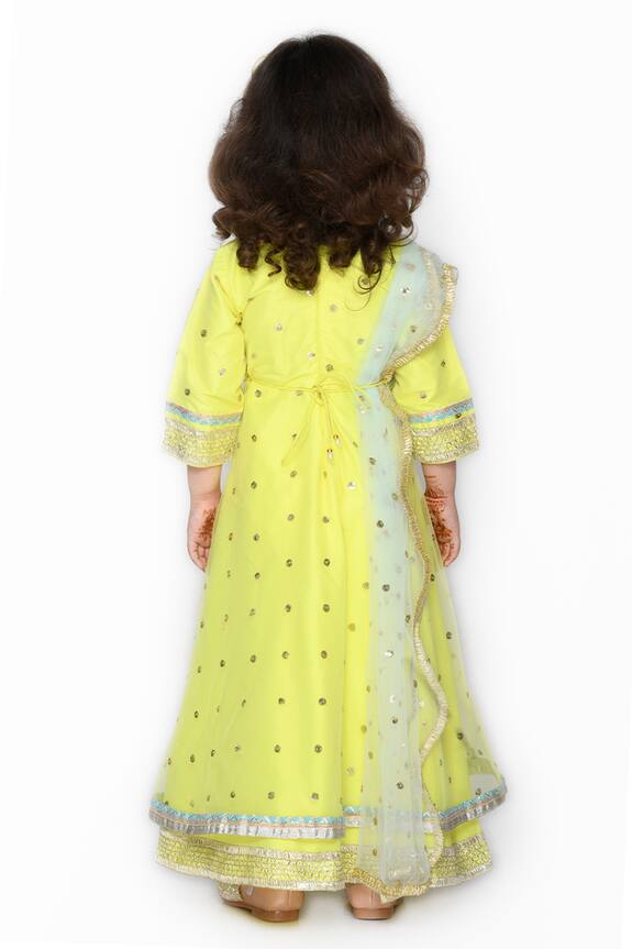 Saka Designs Yellow Embroidered Anarkali With Dupatta For Girls 2