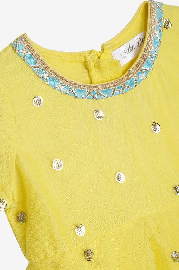 Saka Designs Yellow Embroidered Anarkali With Dupatta For Girls 6