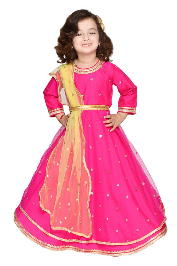 Saka Designs Pink Embroidered Anarkali With Dupatta For Girls 1