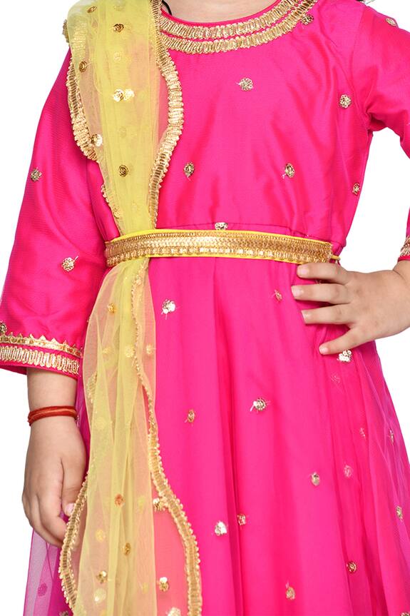 Saka Designs Pink Embroidered Anarkali With Dupatta For Girls 5