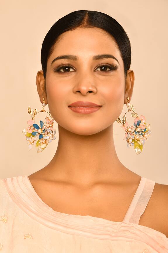 Khwaab by Sanjana Lakhani Lumi Flower Hoop Earrings 3