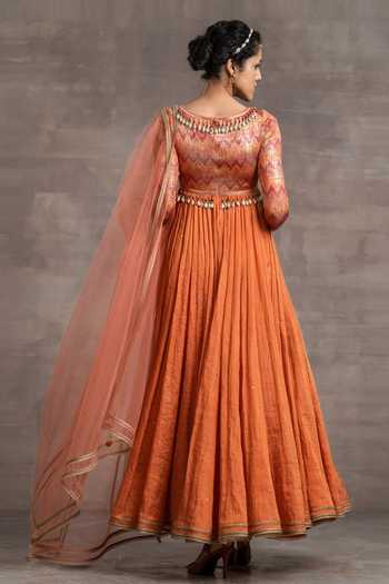 Pre Order: Maharani Orange Anarkali Set main image 1