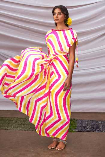 MERAKI - Rayas Dress  - Yellow