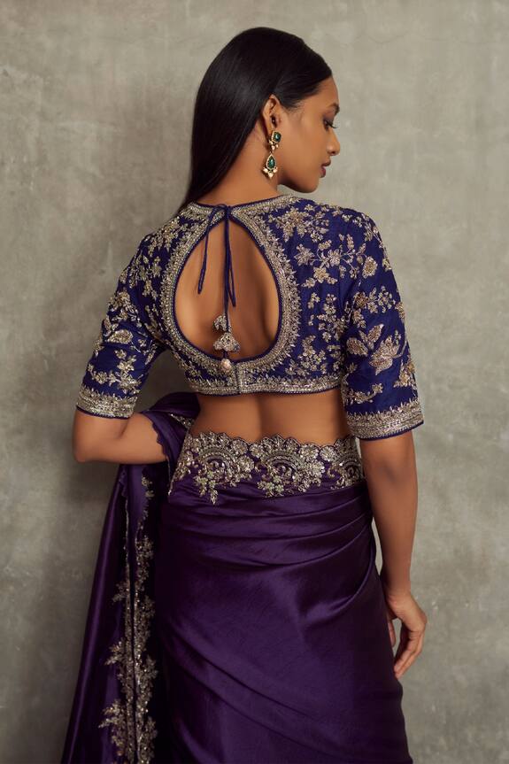 Jayanti Reddy Purple Silk Saree With Embroidered Blouse 2