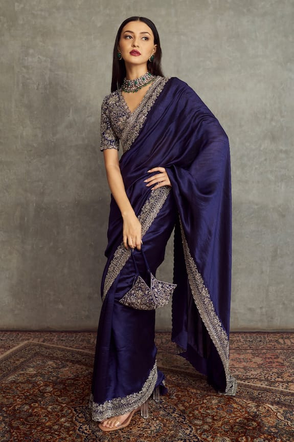 Jayanti Reddy Purple Silk Saree With Embroidered Blouse 1