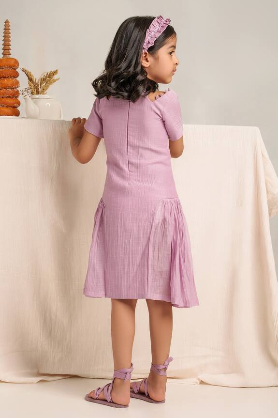 The Right Cut Purple Floral Embroidered Dress For Girls 2
