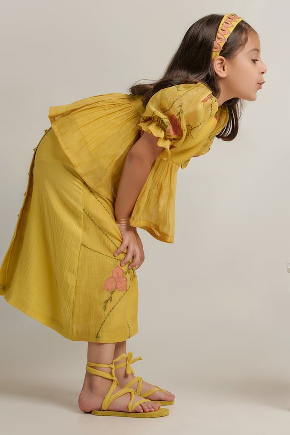 The Right Cut Yellow Peplum Top And Skirt Set For Girls 4