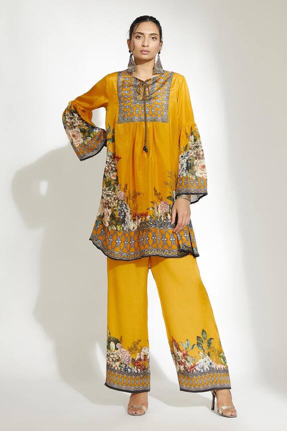 Rajdeep Ranawat Yellow Pankti Silk Printed Tunic 0