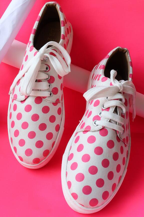 La Fiza White Fabric Retro Sneakers 0