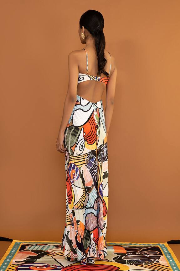 Shivan & Narresh Printed Cut-out Maxi Dress 2