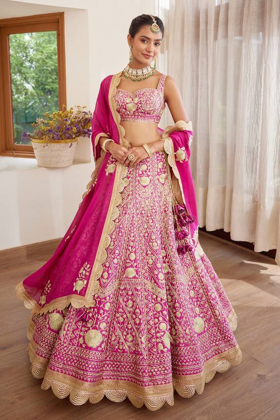 Shyam Narayan Prasad Pink Silk Embroidered Lehenga Set 3